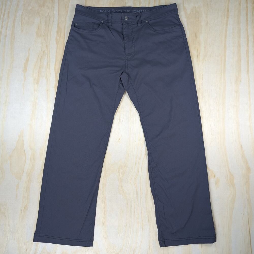 prAna Men's 36x30 Slim Fit Stretch Hiking Pants Charcoal Gray 5-Pocket